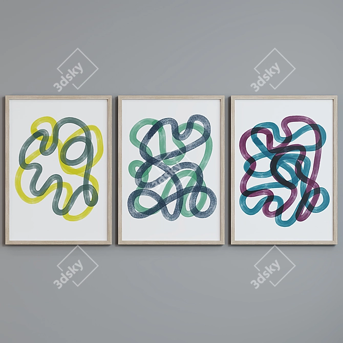 Modern Abstract Line Picture Frames 3D model image 4