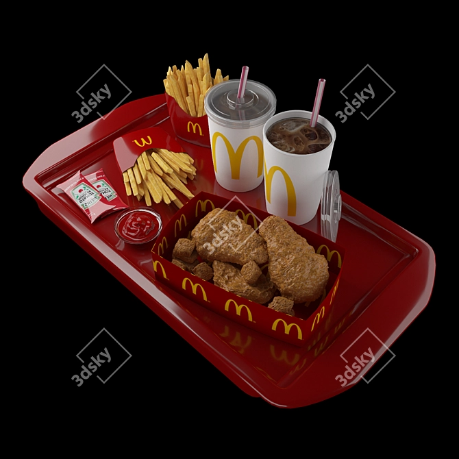 Mcdonald's Food Tray 3D Model 3D model image 2