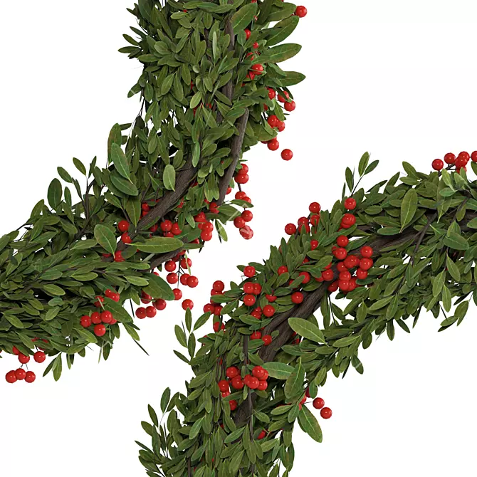 Elegant Holiday Wreath Decoration 3D model image 2