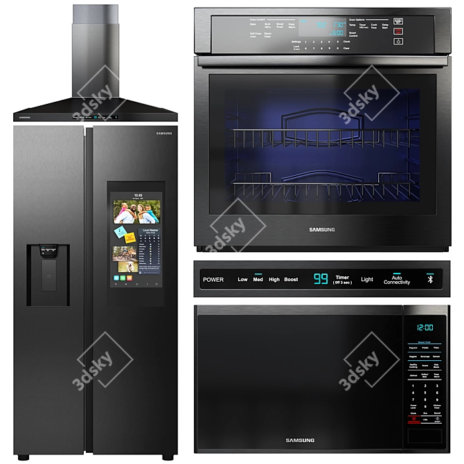 Samsung Black Stainless Kitchen Collection 3D model image 1