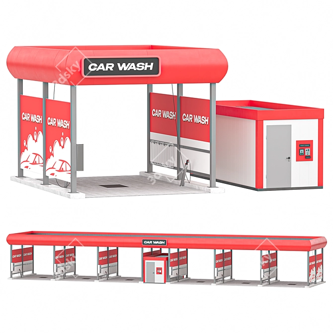 Self-Service Car Wash 3D model image 1