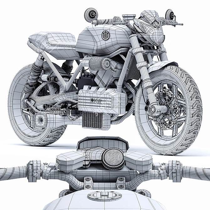 BMW K100 Custom Cafe Racer 3D model image 7