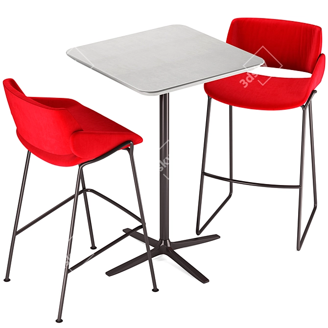 Modern Barstool Set with Tables 3D model image 5