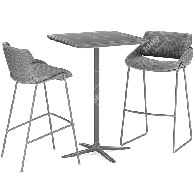 Modern Barstool Set with Tables 3D model image 7