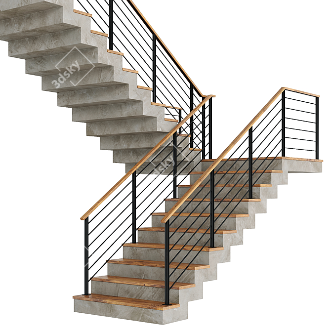 Contemporary Concrete Staircase Design 3D model image 2