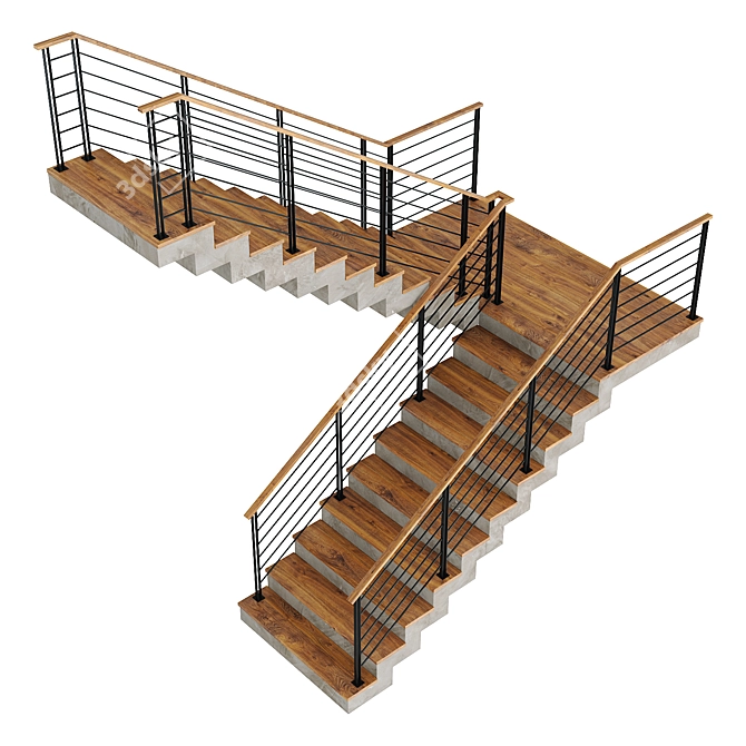 Contemporary Concrete Staircase Design 3D model image 3