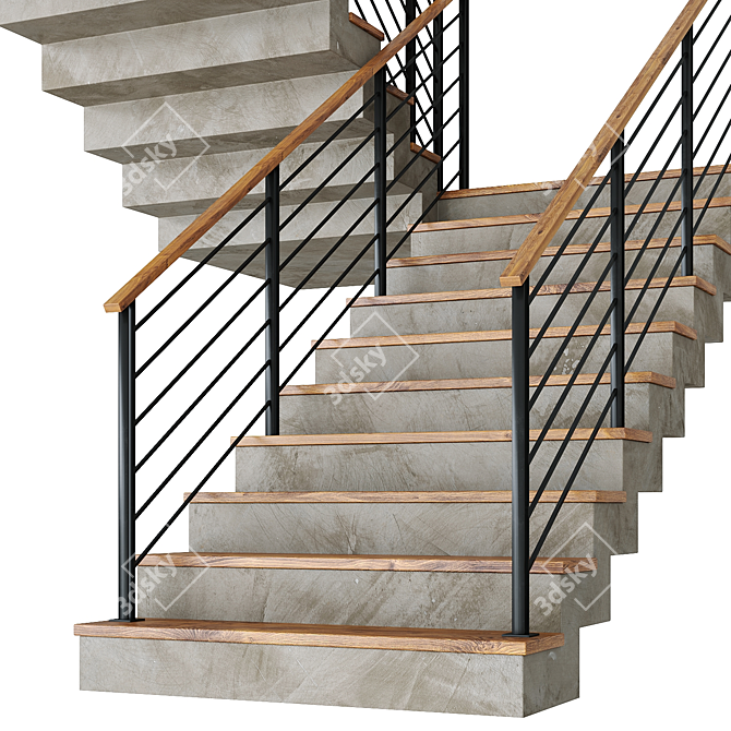 Contemporary Concrete Staircase Design 3D model image 5