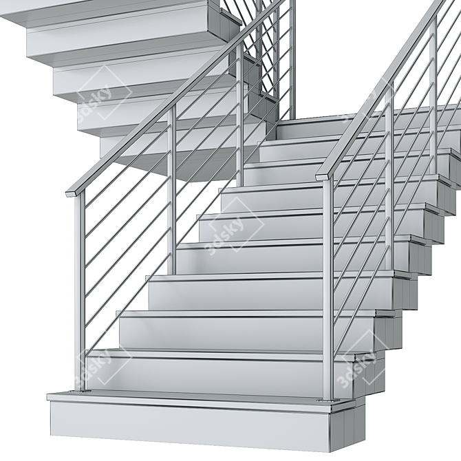 Contemporary Concrete Staircase Design 3D model image 6