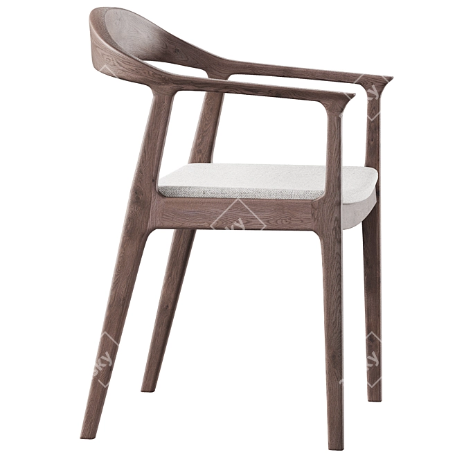 Barolo Gray Wooden Stool 3D model image 2