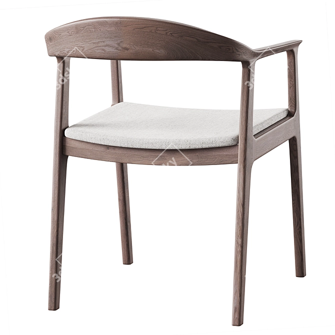 Barolo Gray Wooden Stool 3D model image 3