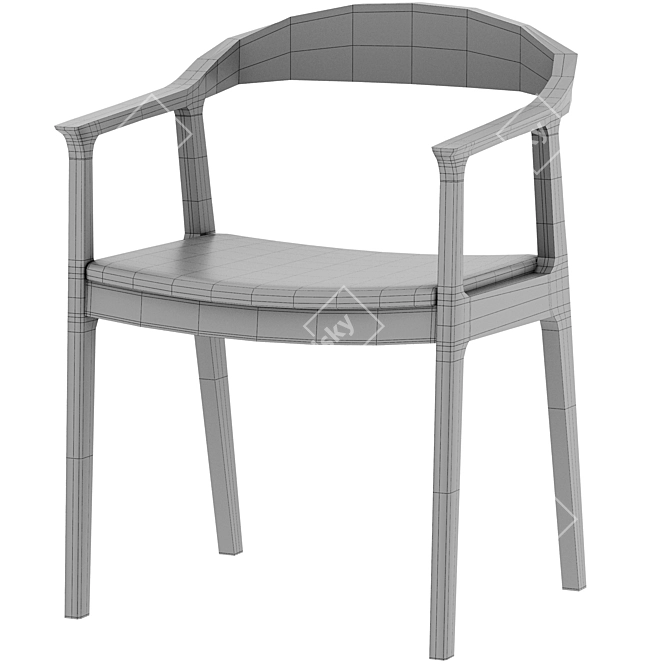 Barolo Gray Wooden Stool 3D model image 4