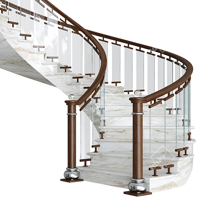 Modern Metal Glass Spiral Staircase 3D model image 2