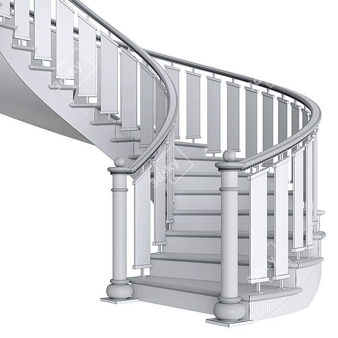 Modern Metal Glass Spiral Staircase 3D model image 6