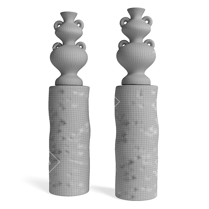 Vintage Ceramic Vases Set 3D model image 6