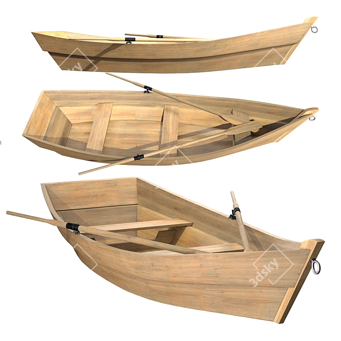 Handcrafted Wooden Model Boat 3D model image 2