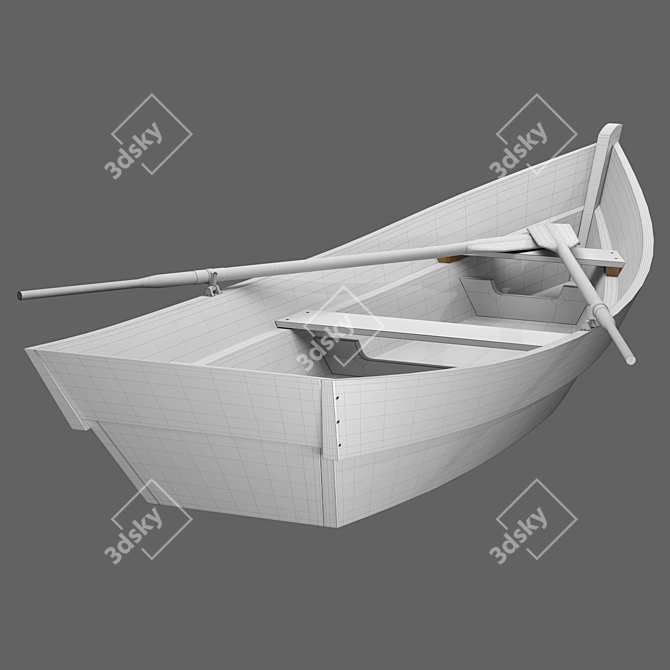 Handcrafted Wooden Model Boat 3D model image 3