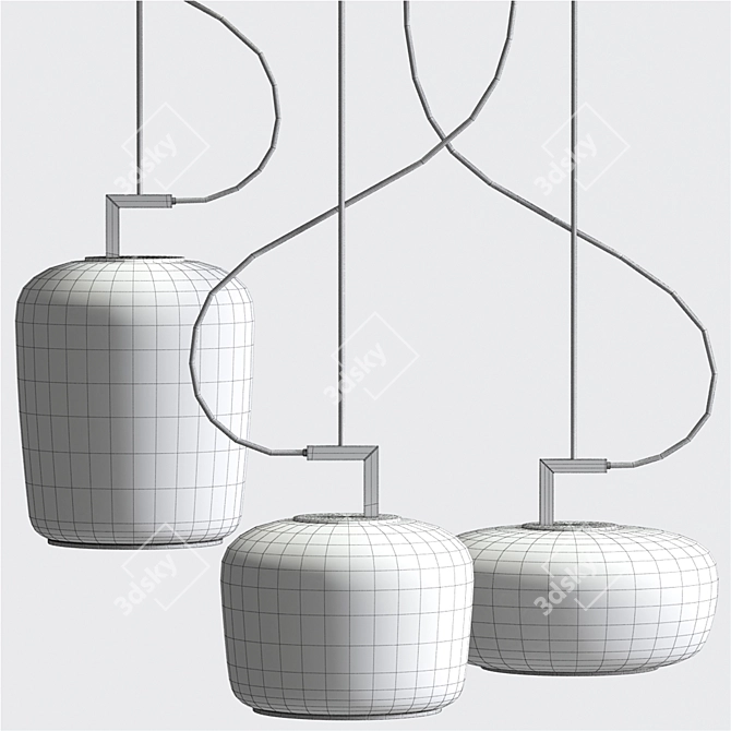 Glass Pendant Lamp Duo. Lighting. 3D model image 2