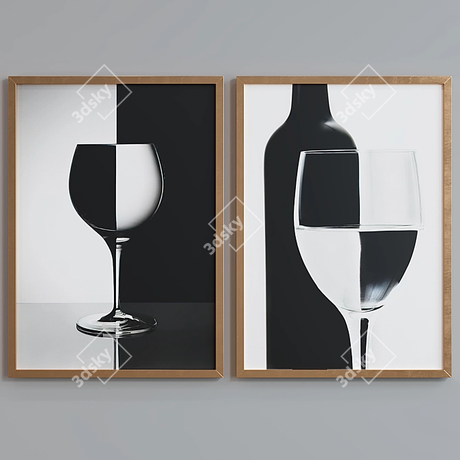 Modern Black and White Photo Frame Set 3D model image 4