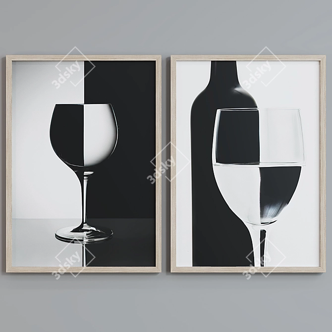 Modern Black and White Photo Frame Set 3D model image 5