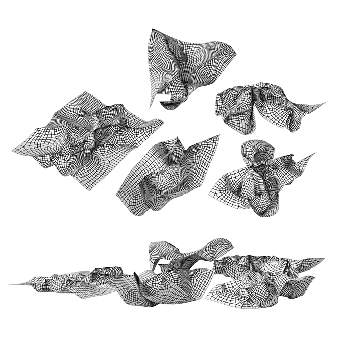 Crumpled Paper Sheets 3D model image 6