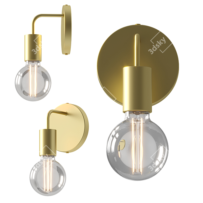 Sleek Brass Wall Bracket Light 3D model image 1