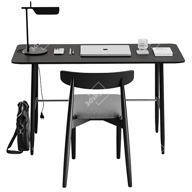 Modern Work Station Set 3D model image 2