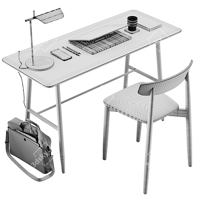 Modern Work Station Set 3D model image 6