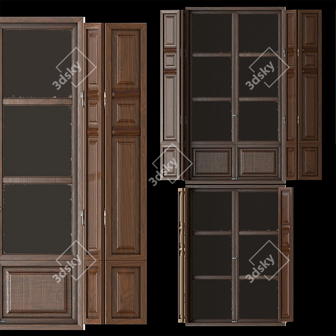 French Wooden Windows Set 02 3D model image 6