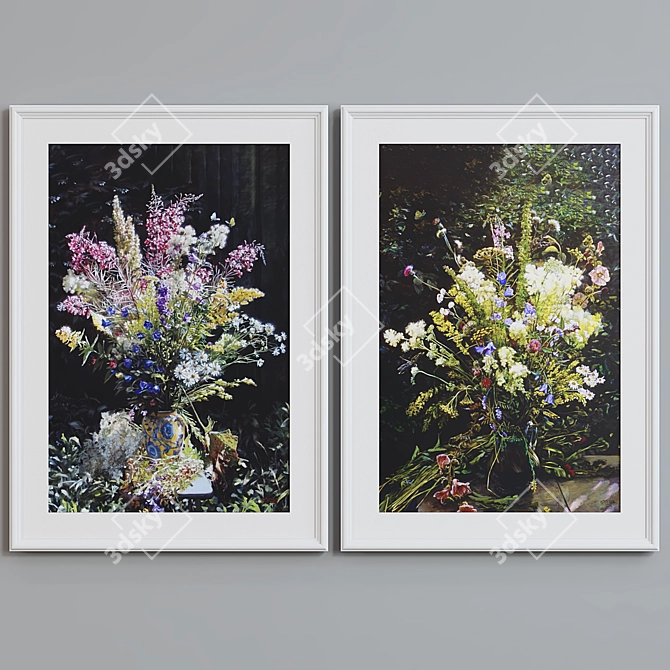 Modern Floral Picture Frame Set 3D model image 2