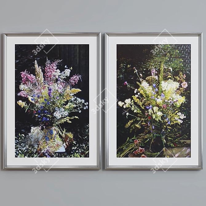 Modern Floral Picture Frame Set 3D model image 3