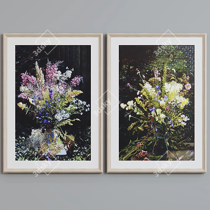 Modern Floral Picture Frame Set 3D model image 5