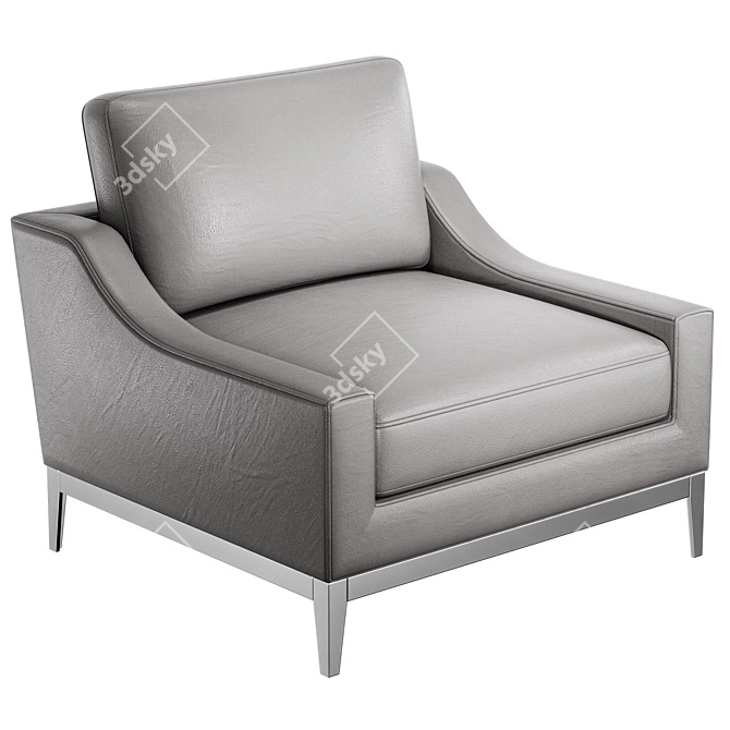 Stylish Stainless Leather Armchair 3D model image 1