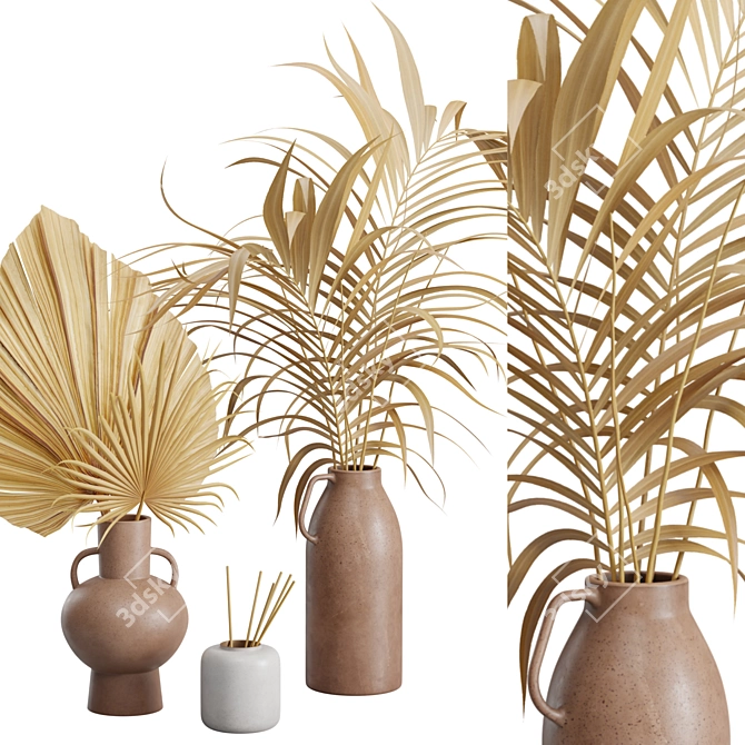 Tropical Dry Leaves Display Set 3D model image 2