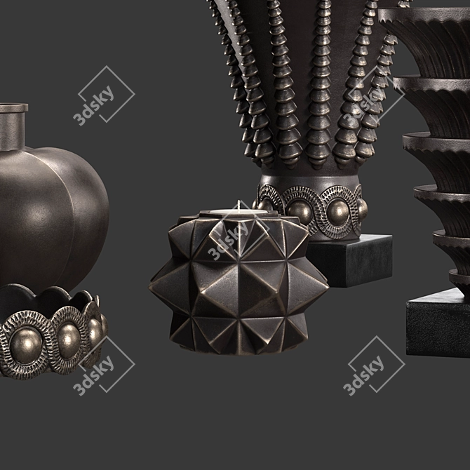 Art Deco Brass Bronze Vases 3D model image 6