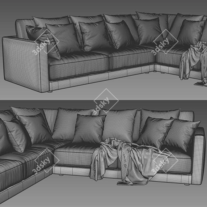 Modern L-Shaped West Elm Sofa 3D model image 4