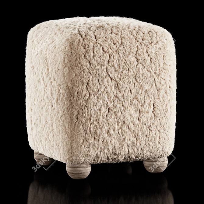 Title: Square Wool Ottoman Brown 3D model image 1