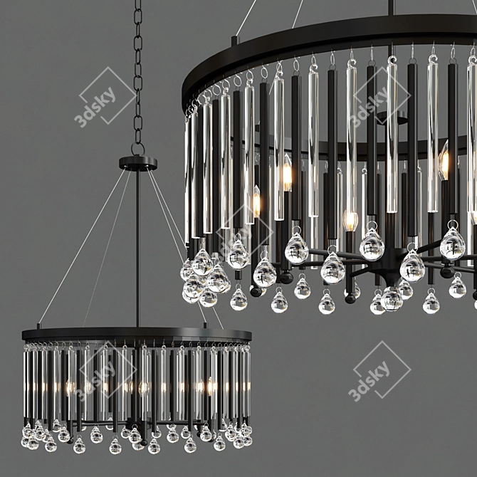 Elegant Piper Drum Chandelier Chechrome 3D model image 2