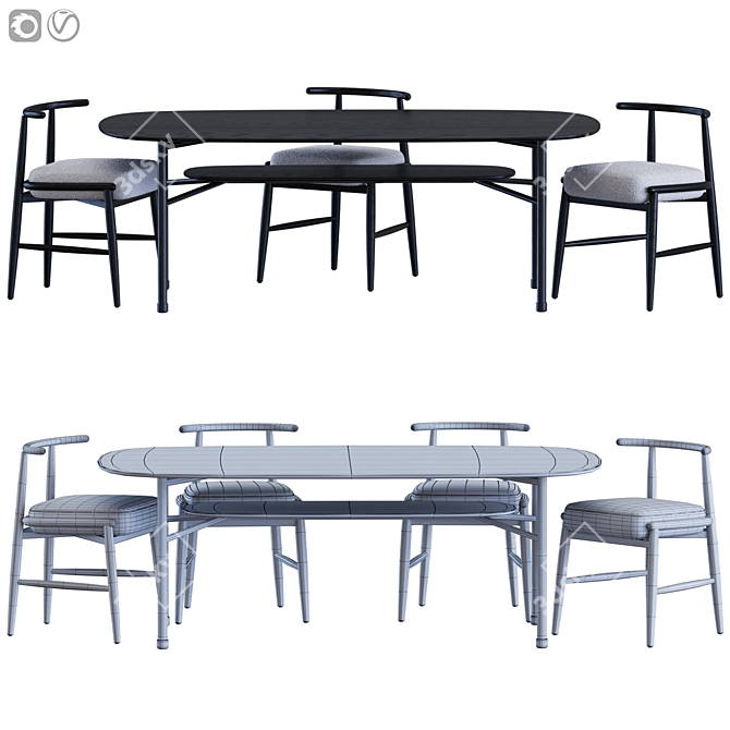 Emilia Hubert Dining Set Meridiani 3D model image 2