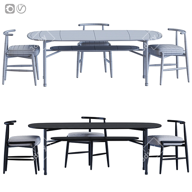 Emilia Hubert Dining Set Meridiani 3D model image 4