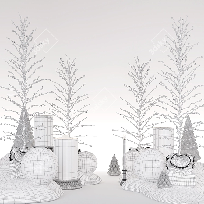 Layered Winter Decor Set 3D model image 5