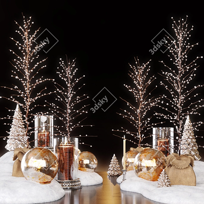 Layered Winter Decor Set 3D model image 6