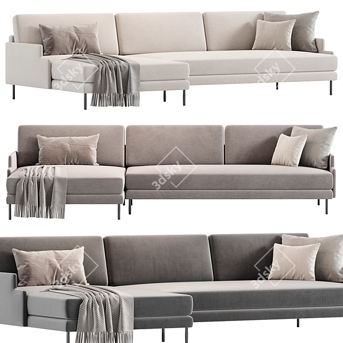 Modern Scalino Grey Sectional Sofa 3D model image 1