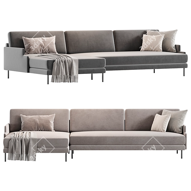 Modern Scalino Grey Sectional Sofa 3D model image 2