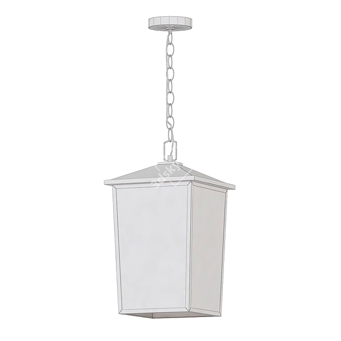 Elegant Black Outdoor Hanging Lantern 3D model image 2