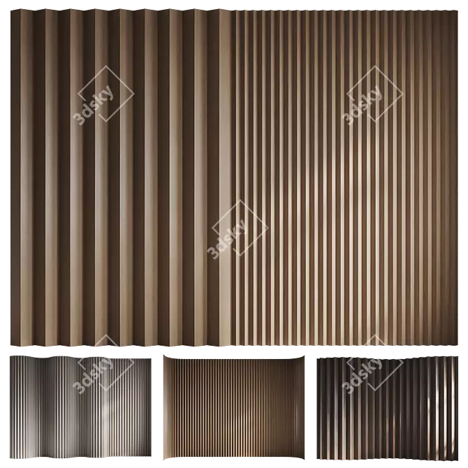 Kushi Wood Wall Panels 3D model image 1