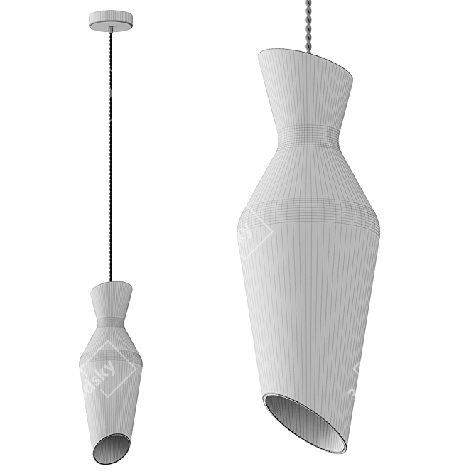 Sleek Smoked Glass Loft Pendant 3D model image 2