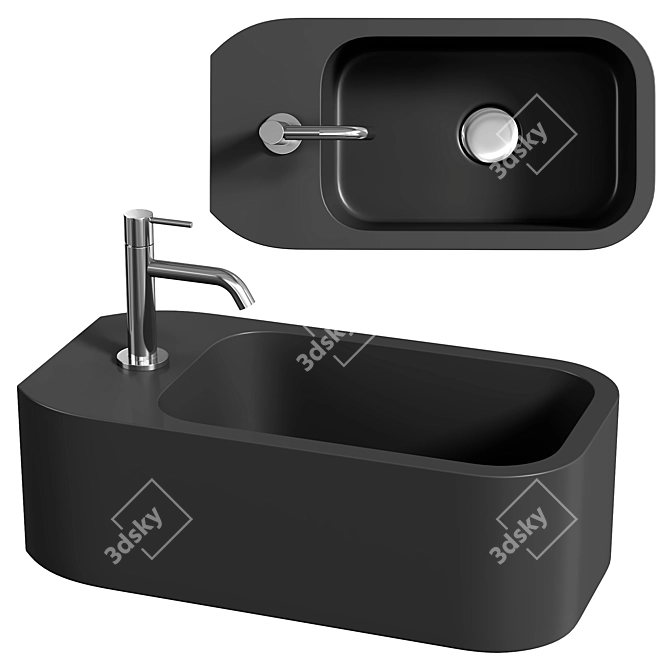 Chic Matt Black Cloakroom Basin 3D model image 1