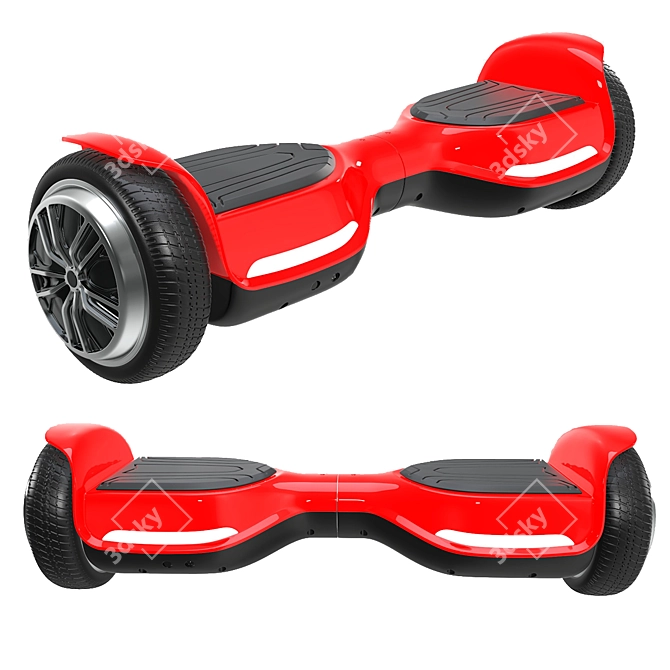 Tech-Enhanced Balance Scooter Kit 3D model image 7