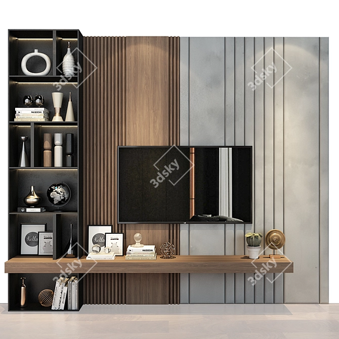 Modern TV Wall Decor Stand 3D model image 1