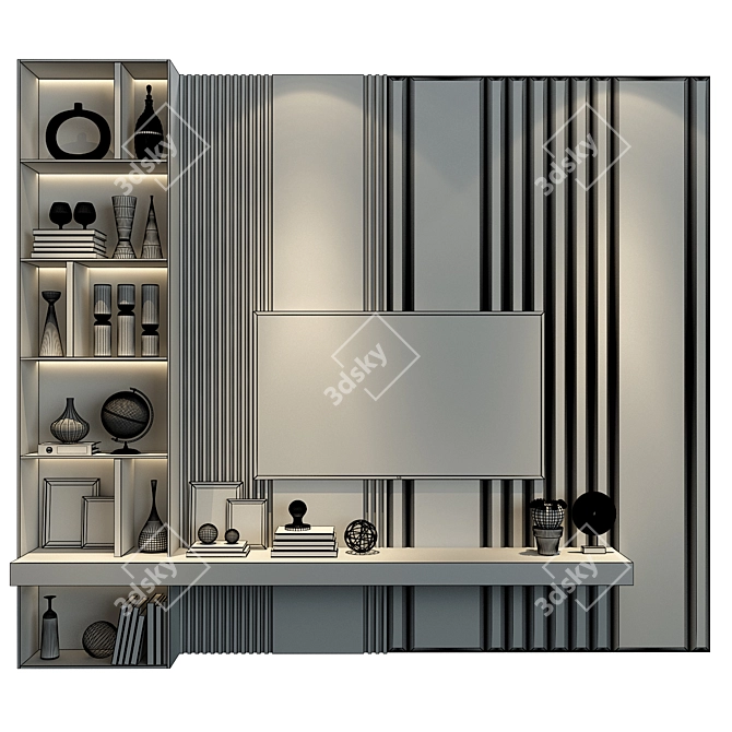 Modern TV Wall Decor Stand 3D model image 2